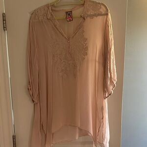 Johnny Was Blush Pink Lace Blouse